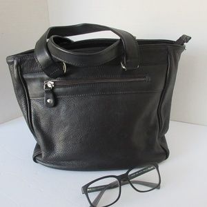ROOTS  Black Leather Top Handle Handbag